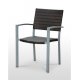 Sillón estructura aluminio gris asiento respaldo tejido rattan BERLÍN RATTAN