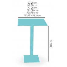 Mesa alta pie acero cromado columna metal lacada PICASSO-H-C 40x40LAC