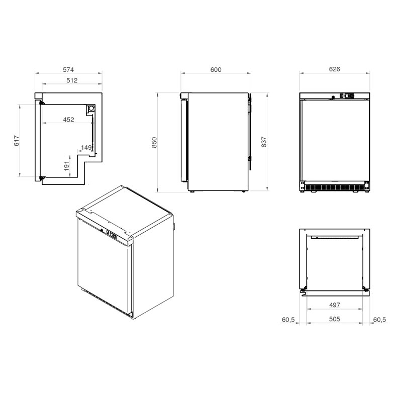Armario frigorífico pequeño Edenox APS-251 blanco 600x585x855 mm