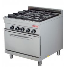Cocina a gas 4 fuegos 4x8kw con horno 7,5kw 850x900x900h mm GR922 ARISCO