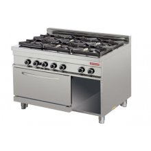 Cocina a gas 6 fuegos 6x8kw con horno 7,5kw 1275x900x900h mm GR932 ARISCO